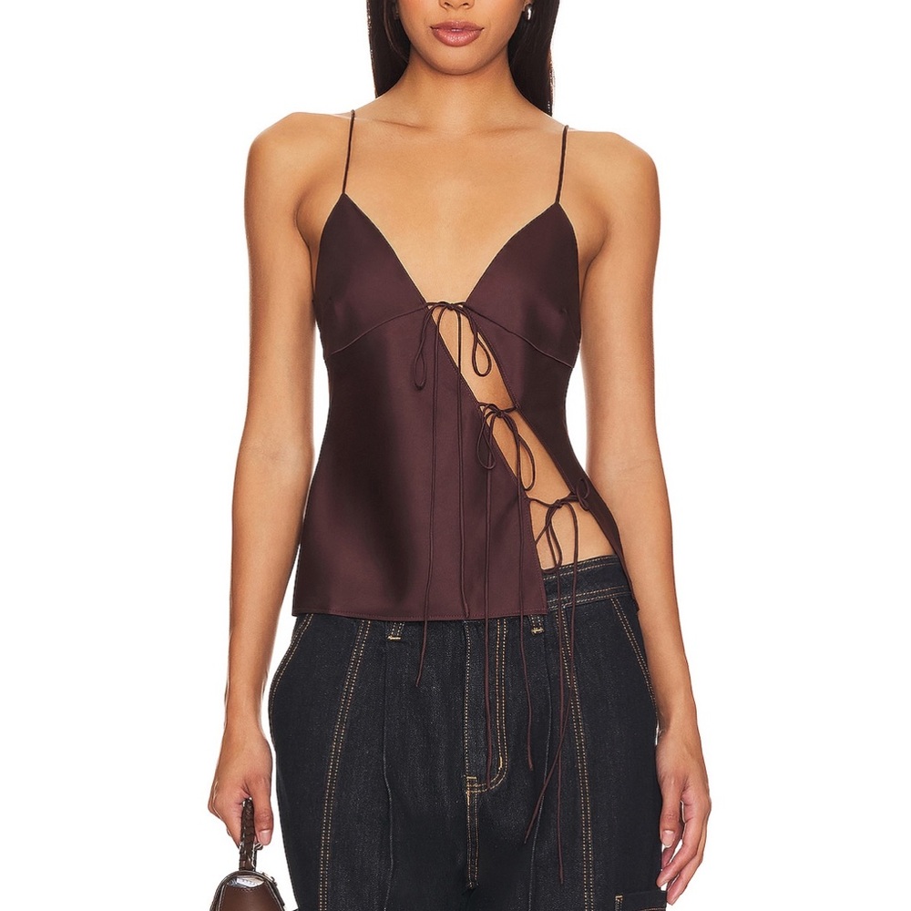 Lioness tank top, brown, silk. Purchased from revolve